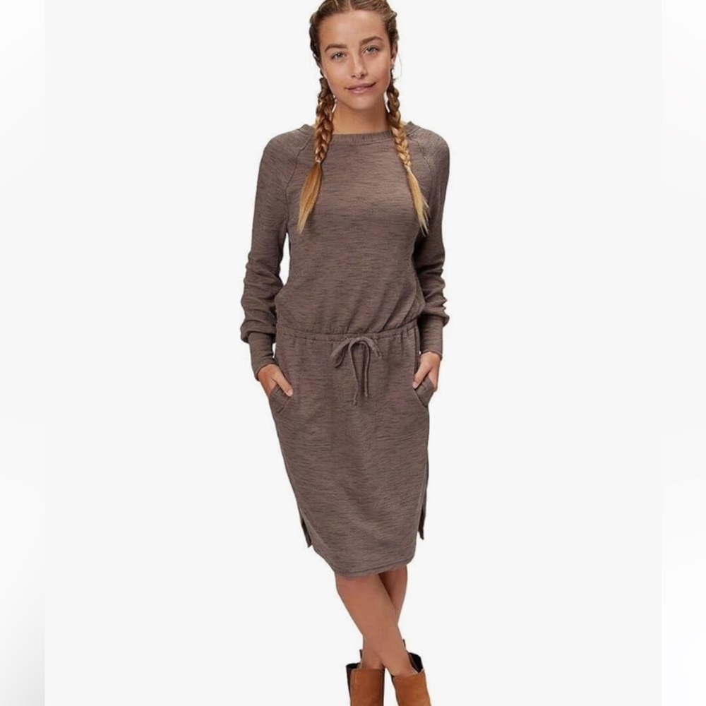 prAna Sunrise Dress Womens Medium Casual Long Sleeve Drawstring Waist